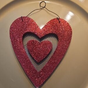 Glittery Red Heart Wall Hanging
